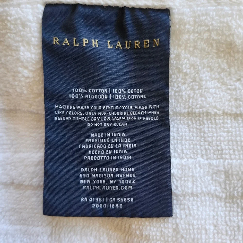Ralph Lauren Washcloth Set White Cotton Ribbed 4-Piece Towel Set Quiet Luxury